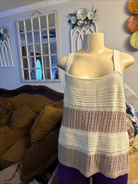 Splendid Cream Striped Knit Tank